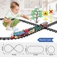 Електрически влаков комплект „ISP LikeSmart Classical Train“, реалистичен дим, дистанционно управление, контейнер за вода, звуци, светлини, 1 локомотив, 3 вагона, 3 възможности за сглобяване, червено/синьо
