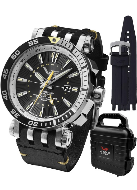 Часовник Vostok Europe Men's Black Automatic, Seiko NH34, японски, 41h резерв на мощността, 24 камъка