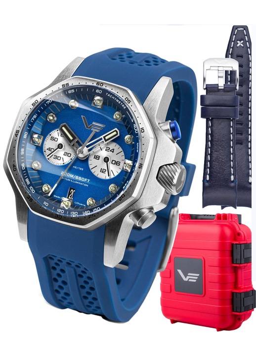 Часовник Vostok Europe Men's Blue Quartz, Seiko Japanese VK64, японски, хибрид от кварцов и механичен механизъм