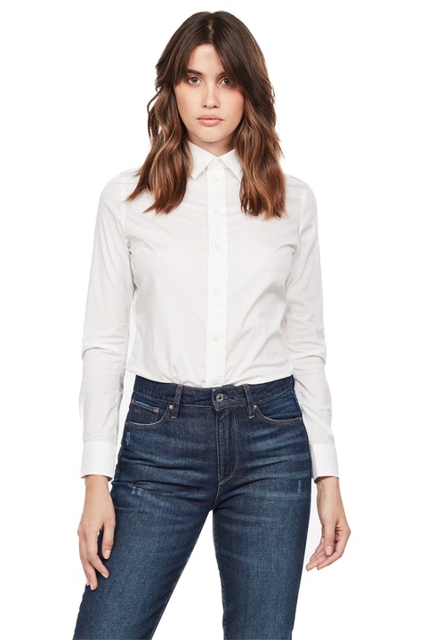Cămașă de damă G-Star RAW Core 3D Slim Shir, Office Stretch Poplin, Bumbac, Alb, Alb