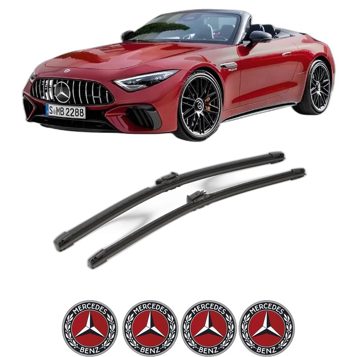 Set stergatoare auto MERCEDES-BENZ SL (R232) din 2022-2024, pentru parbriz auto, 2 bucati, Valeo 0, din cauciuc siliconat rezistent, 4 Stickere Auto MERCEDES-BENZ