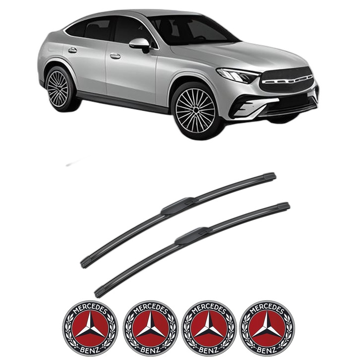 Set stergatoare auto MERCEDES-BENZ GLC Coupe (C254) din 2022-2023, pentru parbriz auto, 2 bucati, Bosch Aerotwin, din cauciuc siliconat rezistent, 4 Stickere Auto MERCEDES-BENZ