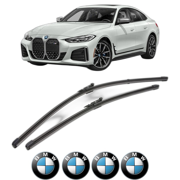 Set stergatoare auto BMW Seria i4 (G26) din 2021-2024, pentru parbriz auto, 2 bucati, Valeo Silencio Xtrm, din cauciuc siliconat rezistent, 4 Stickere Auto BMW Seria