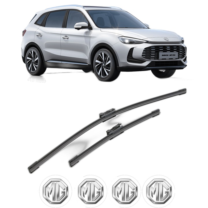 Set stergatoare auto MG MG ZS SUV (ZS32) din 2024, pentru parbriz auto, 2 bucati, Bosch Aerotwin, din cauciuc siliconat rezistent, 4 Stickere Auto MG