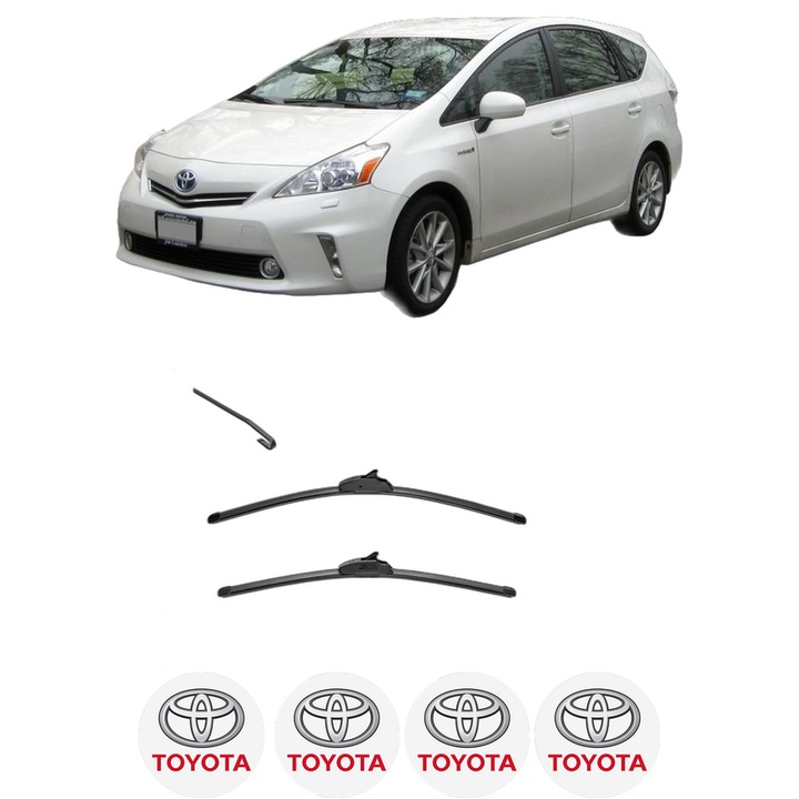 Set stergatoare auto TOYOTA PRIUS PLUS (_W4_) din 2011, pentru parbriz auto, 2 bucati, Valeo Silencio, din cauciuc siliconat rezistent, 4 Stickere Auto TOYOTA