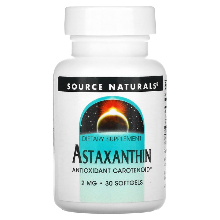 Supliment alimentar, Source Naturals, Astaxantina, 2 mg, 30 capsule moi