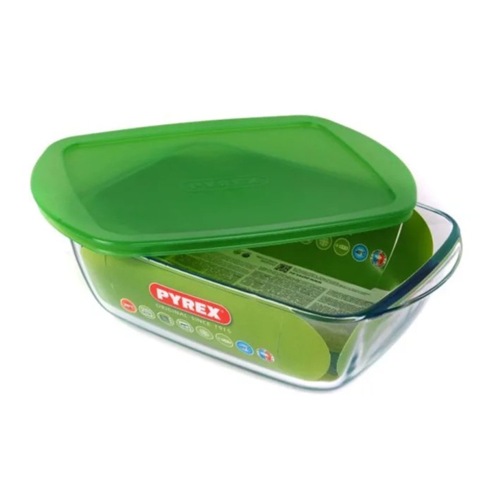 Caserola alimente, Sticla termorezistenta, Transparent, 2.2 L