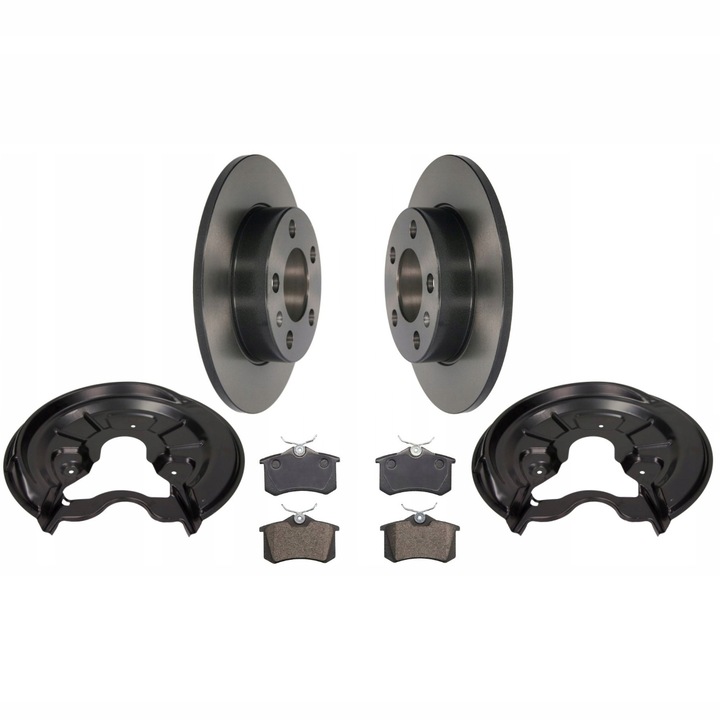 Autó Fékbetét Készlet + Kupakok + Hátsó Féktárcsák, Me Premium, Golf Plus V, Golf VI modellekhez, Beépítési Oldal: Hátsó Tengely, Féktárcsa Típus: Tömör, Féktárcsa Vastagság: 9 mm, Lyukak Száma: 5