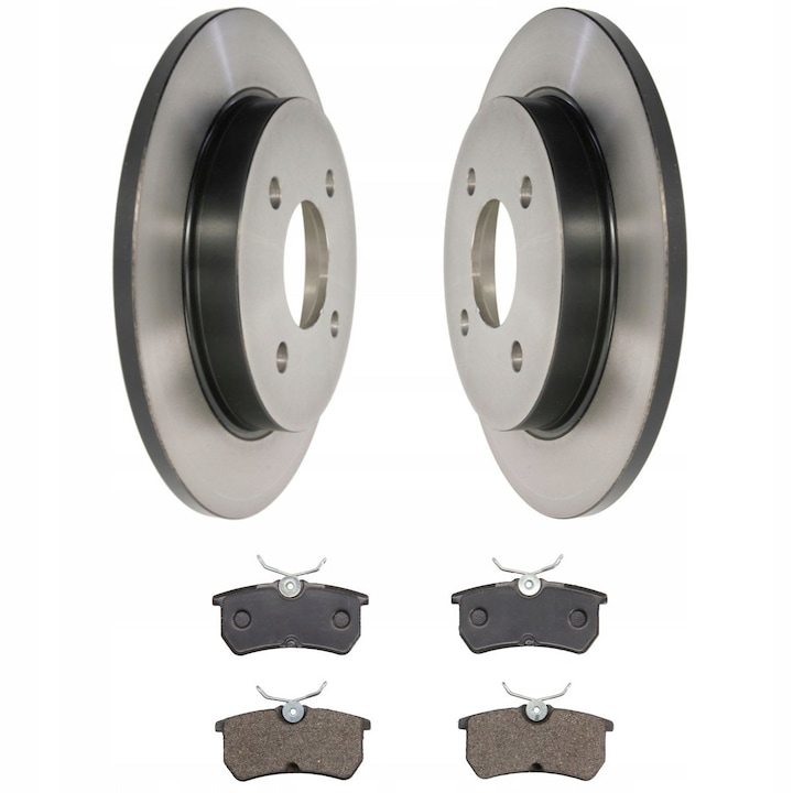Set Placute De Frana Si Discuri De Frana, Punte Spate, Me Premium, Pentru Ford Focus Mk1 1.6 1.8 2.0, Grosime Disc De Frana 10 mm, Numar De Gauri 4, Tip Disc De Frana Plin, Sistem De Franare Trw