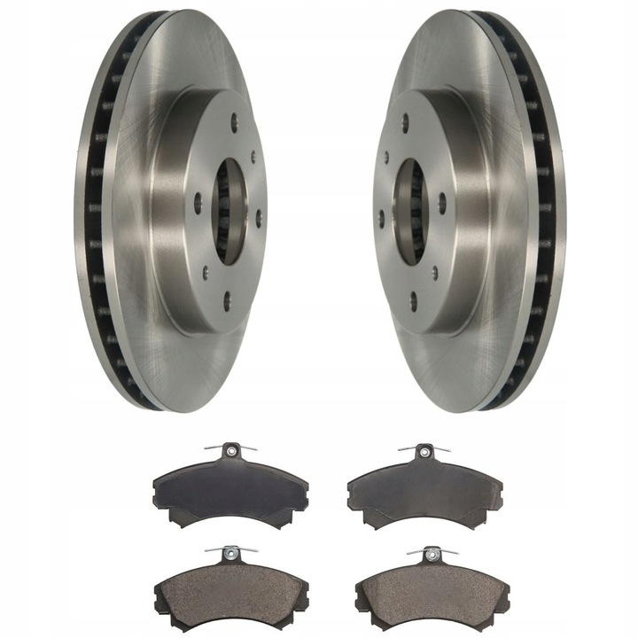 Autó Fékbetét Készlet + Bal Oldali Tárcsák, Me Premium, Volvo S40 V40 Space Star Carisma modellekhez, Tömör Féktárcsa Típus, Féktárcsa Vastagság 24 mm, Külső Átmérő 256 mm, Betét Vastagság 15 mm