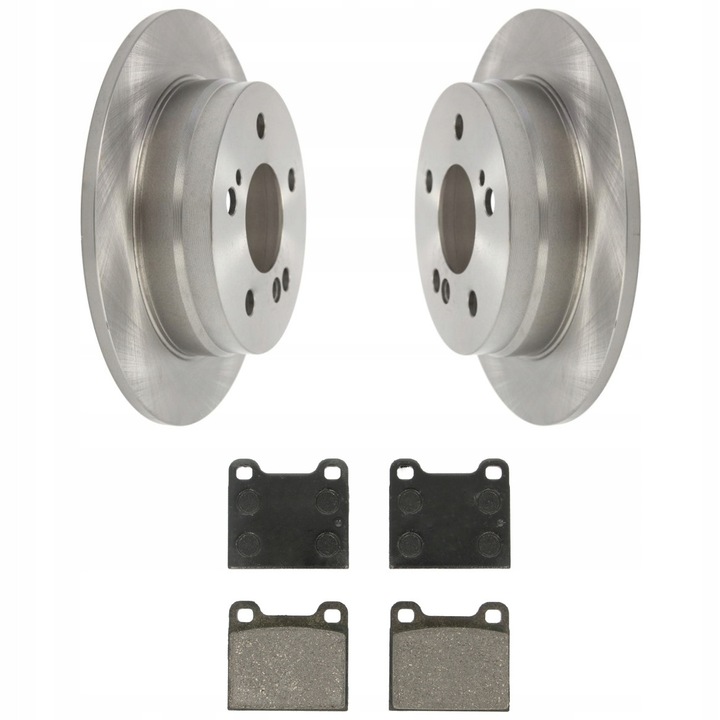 Fékbetét és féktárcsa készlet, Hátsó tengely, Me Premium, Mercedes W124 190 W201 W202-höz, Beépítési oldal: Hátsó, Fékrendszer: Ate, Betét vastagsága 15.5 mm, Lyukszám 5