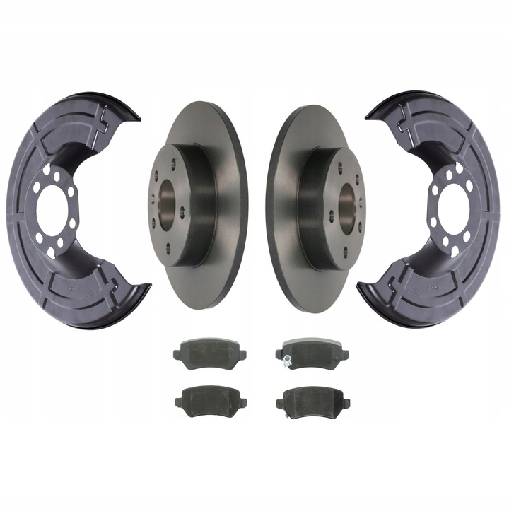 Autó Fékbetét Készlet + Féknyereg Fedél + Hátsó Féktárcsák, Me Premium, Opel Zafira Astra H III-hoz, Tárcsa Átmérő 264 mm, Tárcsa Vastagság 10 mm, Lyukak Száma 5, Kopásérzékelő Igen