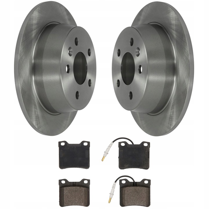 Fékbetét és féktárcsa készlet, hátsó tengely, Me Premium, Mercedes Vito W638 V 638/2 modellekhez, tömör tárcsa típus, külső átmérő 280 mm, tárcsa vastagság 10 mm, kopásjelző szenzorral.