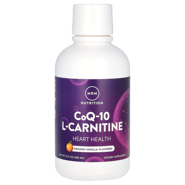 Supliment alimentar, MRM Nutrition, CoQ-10 L-carnitina lichid, aroma de portocala si vanilie, 480 ml