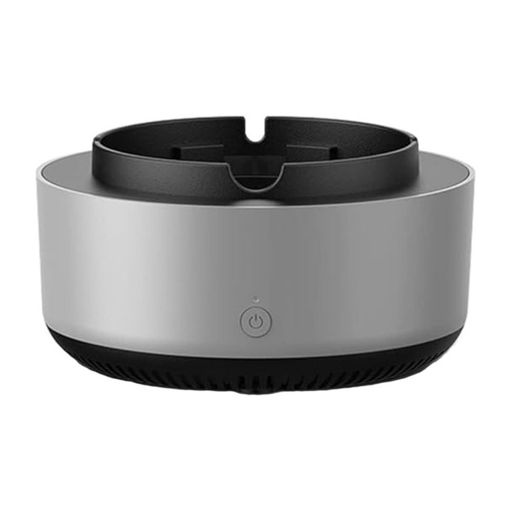 Електрически пепелник с директно засмукване и пречиствател на въздух с отрицателни йони, против миризма, освежител за въздух, епоксидна смола против топене, автоматично изключване, сив