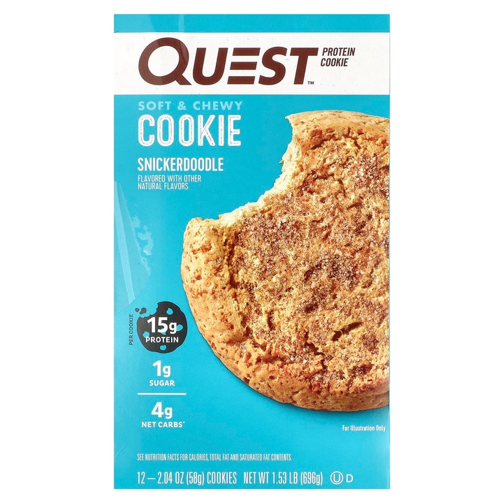 Fursec proteic, Quest Nutrition, Snickerdoodle, 12 bucati, 58 g, 15 g proteine, 4 g carbohidrati neto