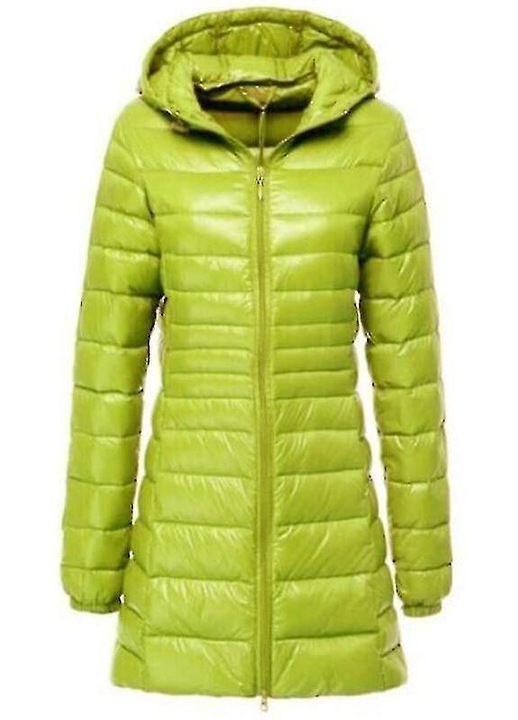 Női téli kabát, hosszú, kapucnis, kacsatoll töltetű, zöld, poliészter, L INTL