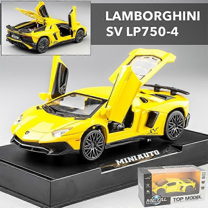 Automacheta Lamborghini LP770 750 1:32, ötvözet modell, hanghatások, felemelt hátsó szárny
