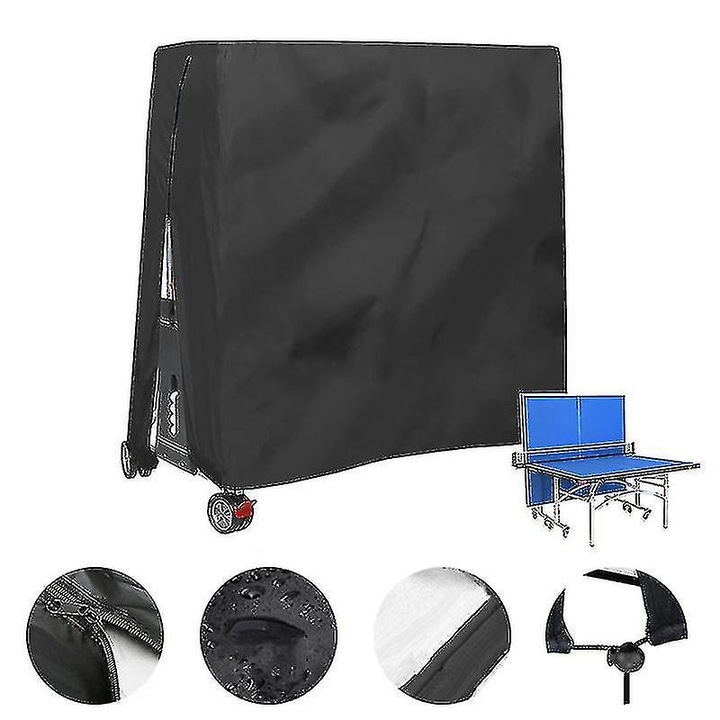 Husa de protectie pentru masa de tenis, 165x70x185cm, gri, material rezistent la apa si praf
