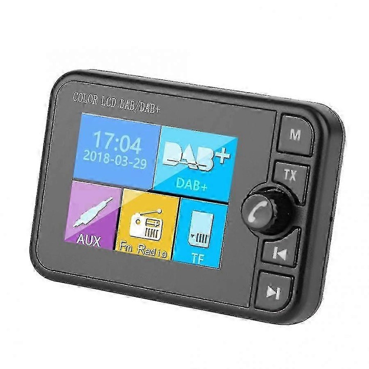Recepator radio DAB+ pentru masina, Bluetooth, transmisie FM, negru
