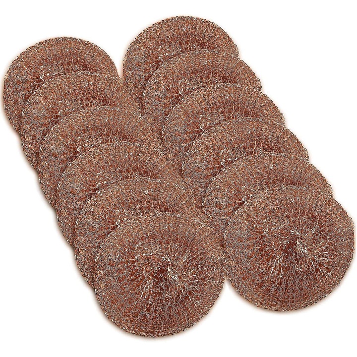 Set 12 bureti de curatare metalici pentru vase, maro