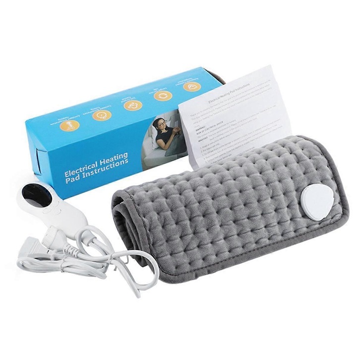 Incalzitor corporal, 10 setari, 60x30cm, pentru dureri de spate si crampe, gri