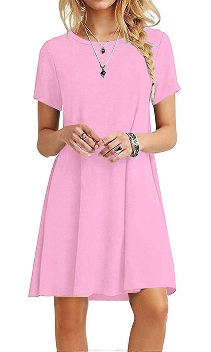 Rochie mini de vara, 989754, Roz