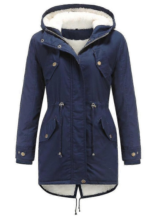 Geaca parka dama, neagra, iarna, Albastru