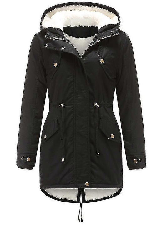 Geaca parka dama, neagra, iarna, Negru