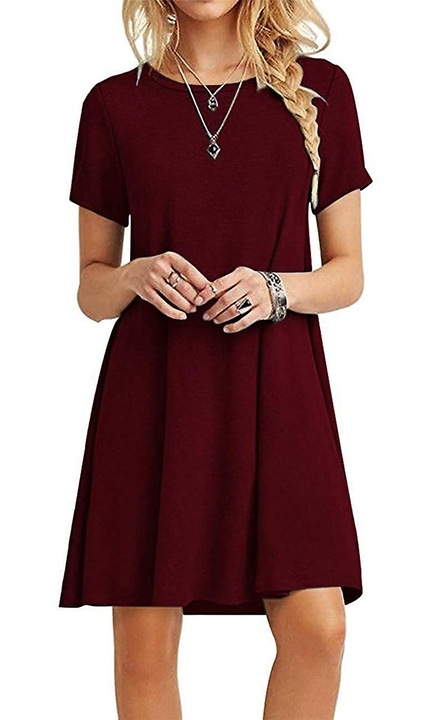 Rochie mini de vara, imprimeu floral, visiniu, casual, fara maneci, pentru plaja, LISM