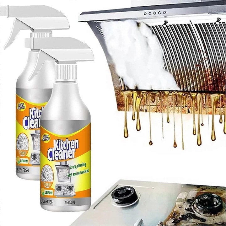 Solutie universala de curatat oale si tigai de bucatarie, spray spumant multifunctional, solutie de curatat grasime de bucatarie 2 buc.
