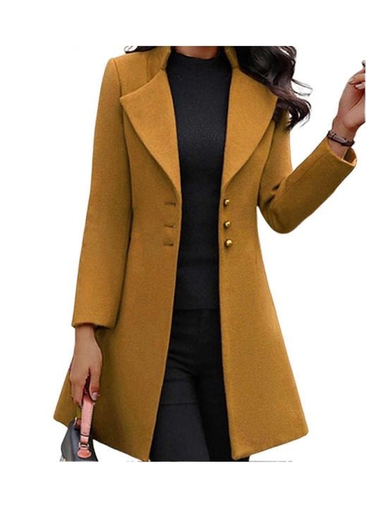 Filc dzseki, sárga, poliészter, hosszú ujjú, gombokkal, laza szabású