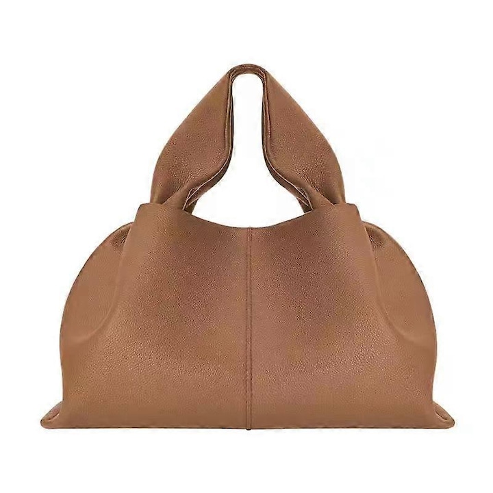 Geanta dama tip bucket, din piele split, cu compartiment interior, casual