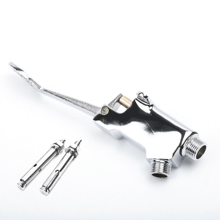 Fürdőszobai csaptelep lábpedállal és kapcsolóval, fém, ezüst