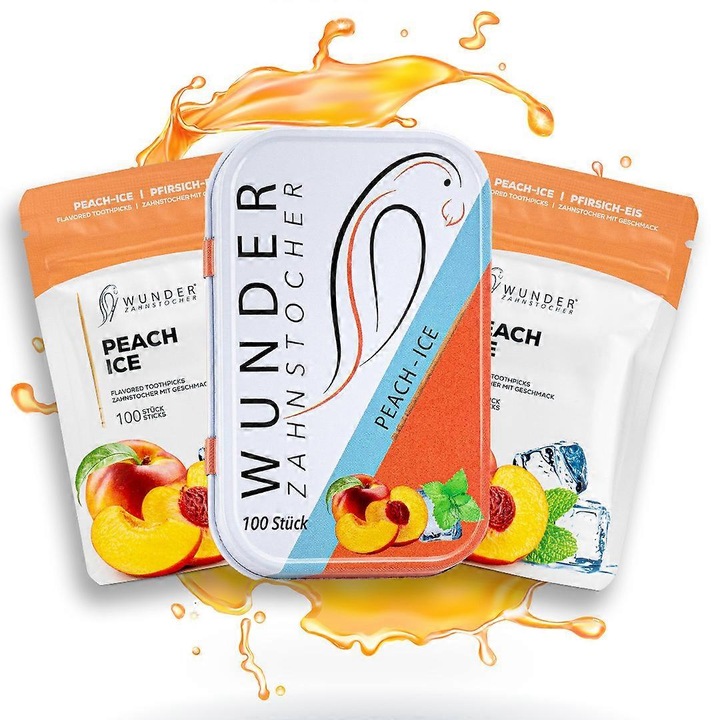 Ízesített fogpiszkálók, 3 darabos készlet, barack/jég