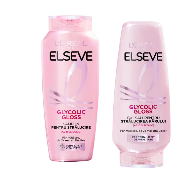 Pachet Sampon si Balsam L'Oreal Paris Elseve Glycolic Gloss 250 ml, 200 ml®