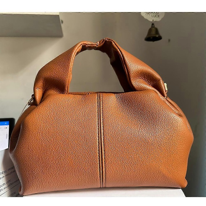 Női vödör típusú táska, katonai zöld, hasított bőrből, belső rekesszel, puha