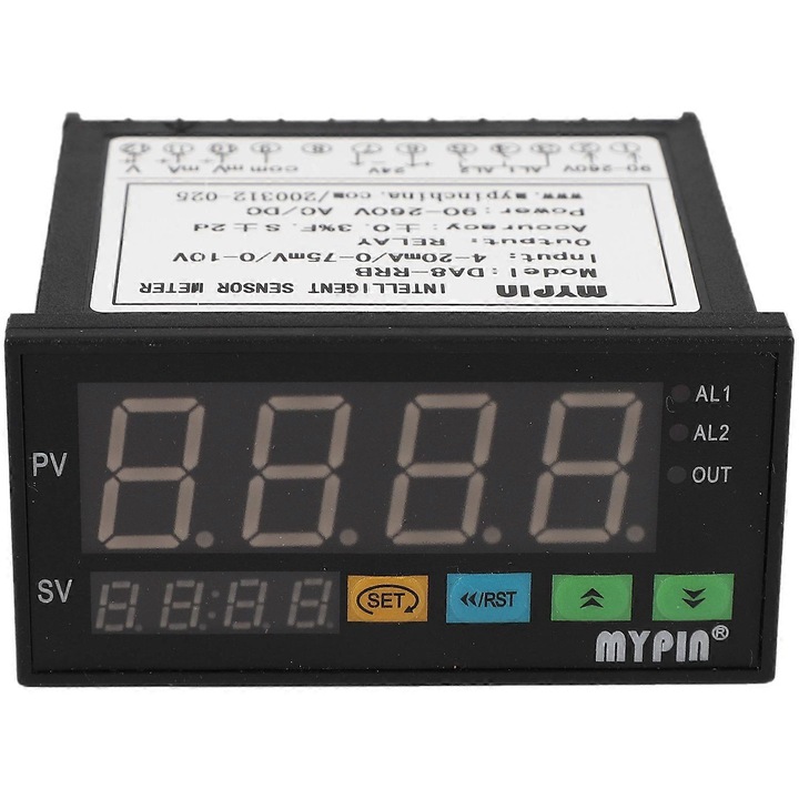 Instrument de masura multifunctional DA8, Mypin display LED, 0-75mV/4-20mA/0-10V, negru, 48x96x80mm