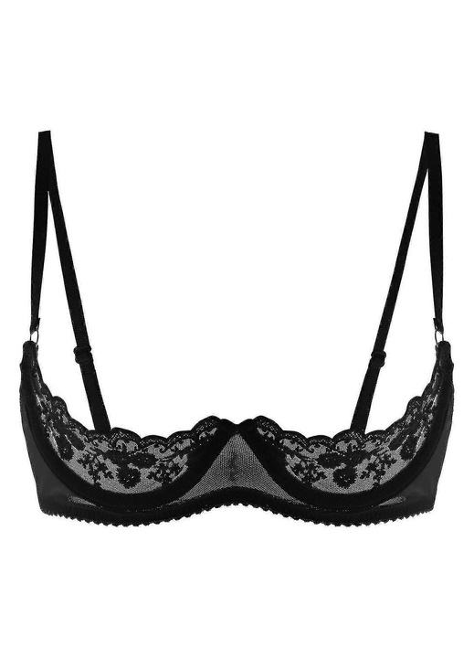 Melltartó, Csipke/Poliészter, Fekete, S INTL