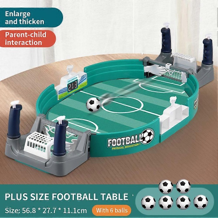 Masa de fotbal, joc interactiv, verde-albastru, 1 set cu 1 minge