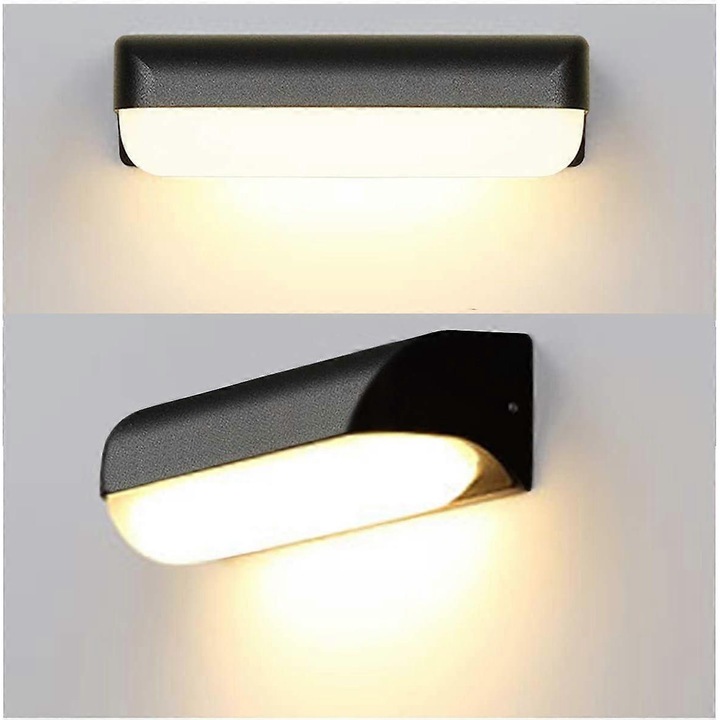 Aplica LED exterior 12W, aluminiu, impermeabil, 4000K, gri inchis, 26x13x13cm
