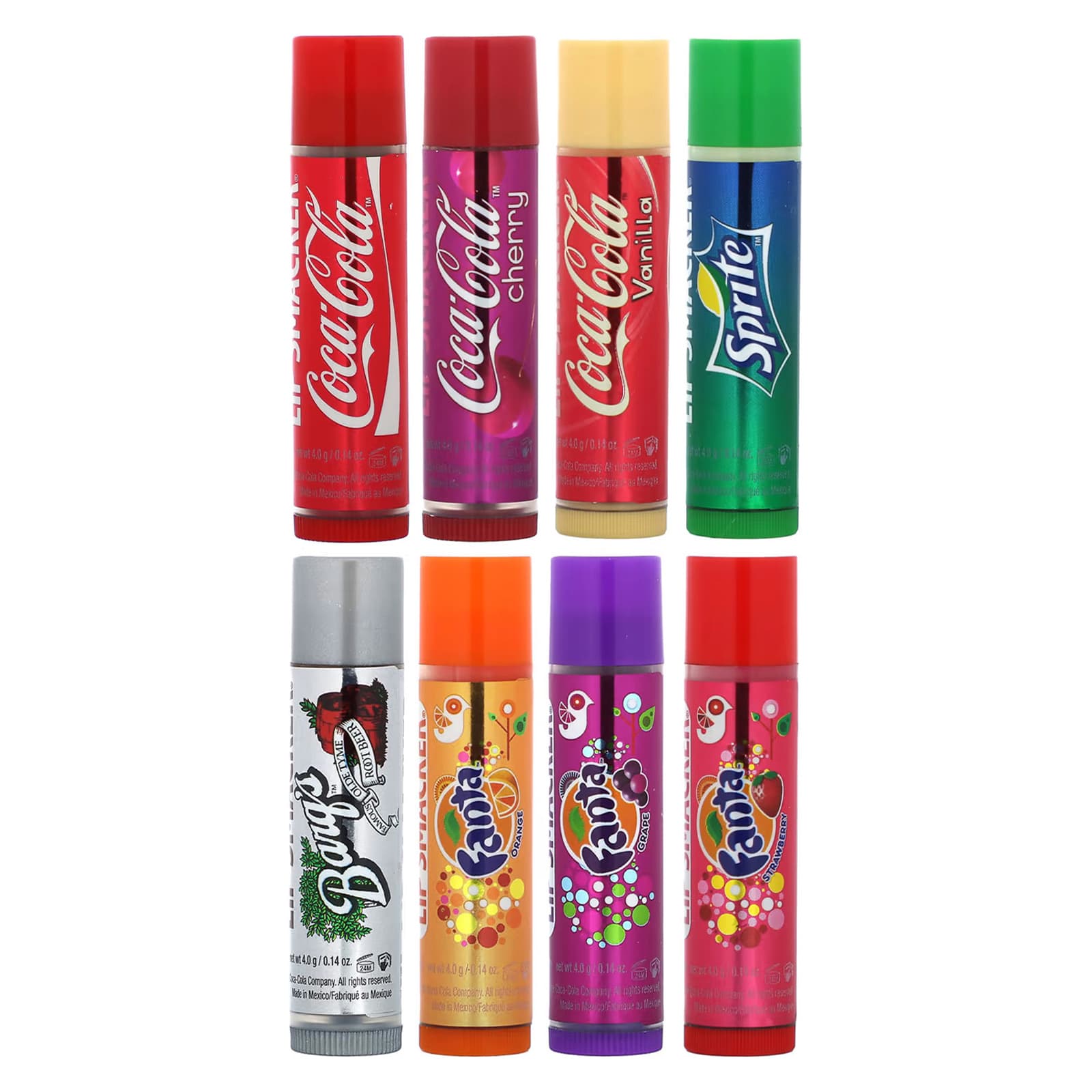 Set 8 x Balsam de buze, Lip Smacker, set 8 x 4g, arome Coca-Cola
