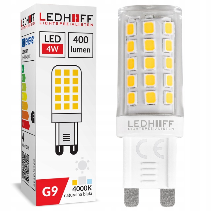 Bec Led, Ledhoff, Putere 4W, Flu x Luminos 400Lm, Temperatura De Culoare 4000K, Clasa Energetica F, 5 x 1.5 cm, Alb