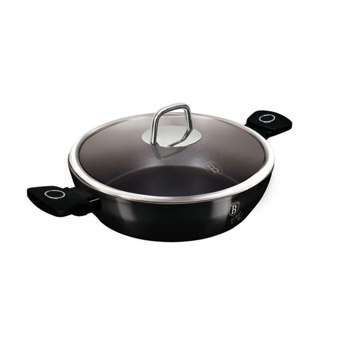 BerlingerHaus - Alacsony lábas fedővel (3, 8 L) - Black Vantage Collection - fényes fekete - BH/8222