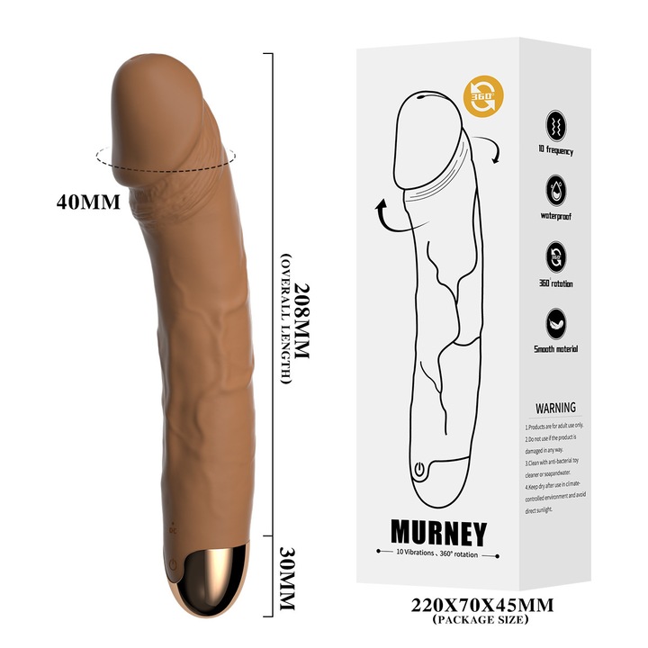 Női dildó vibrátor, 10 frekvenciamoduláció/360°-os forgás, távirányítás, többszörös orgazmus, sima, mérgező mentes orvosi szilikon, USB újratölthető