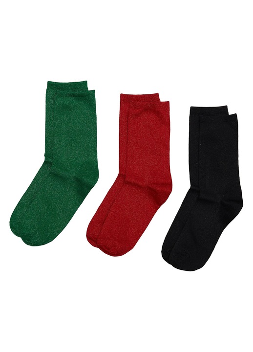 Sosete dama, rosu verde negru Glow Bloovii, Rosu