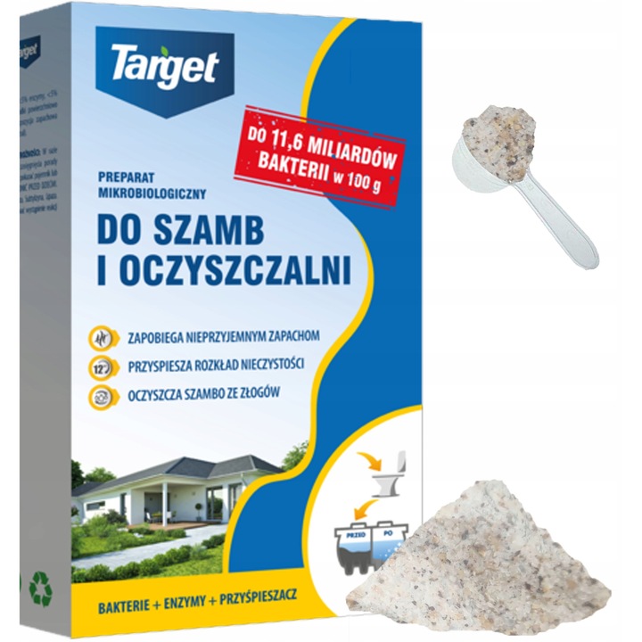 Preparat pentru santuri si statii de epurare Target 500g, elimina mirosurile neplacute, biopreparat pentru imbunatatirea conditiilor sanitare