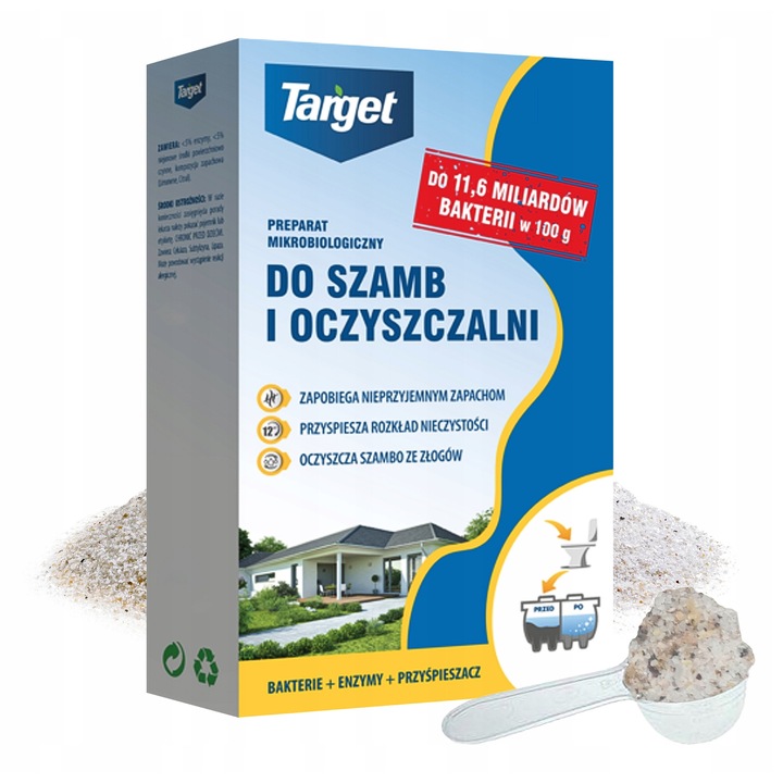Target - продукт за канавки и пречиствателни станции, 2,5 кг, намалява миризмите, подобрява ефективността
