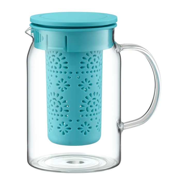 Ceainic sticla cu infuzor, AMBITION, plastic, 1L, turcoaz