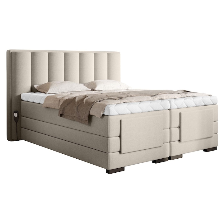 Pat Genoa cu Saltea, Topper, Electric Reglabil, 160x200, Bej